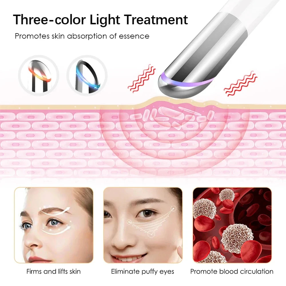 Vibration Eye Massager Anti-Black Ring Blue Light Anti-Wrinkle Eye Massage Pen Hot Compress Eye Beauty Care Equipment