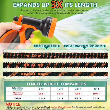 Expandable Garden Hose – 100ft Flexible Water Hose