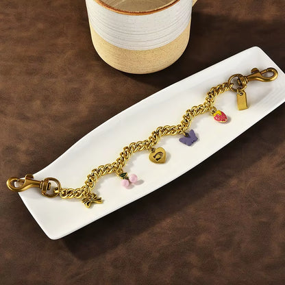 Fashion Shining Cherry Keychain Bag Charm Colorful Car Key Chain Metal Flowers Key Ring Exquisite Jewelry Souvenirs Gifts