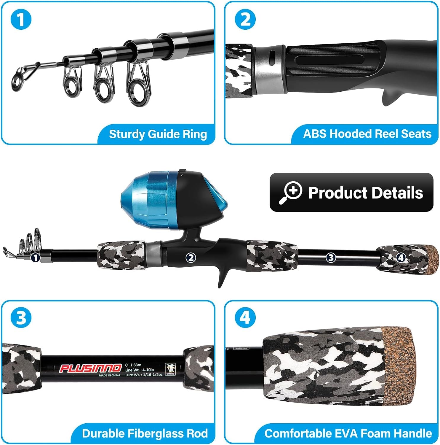 Kids Fishing Pole with Spincast Reel Telescopic 