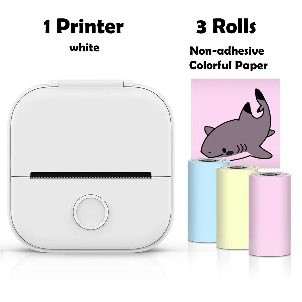 T02 Mini Thermal Printer Wireless Mini Pocket Printer, Adhesive Sticker Printer for DIY, Journal, Student Birthday Gift
